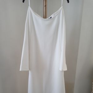 Gabrielle Union New York & Company Off White Long Sleeve Flair Knee Length
